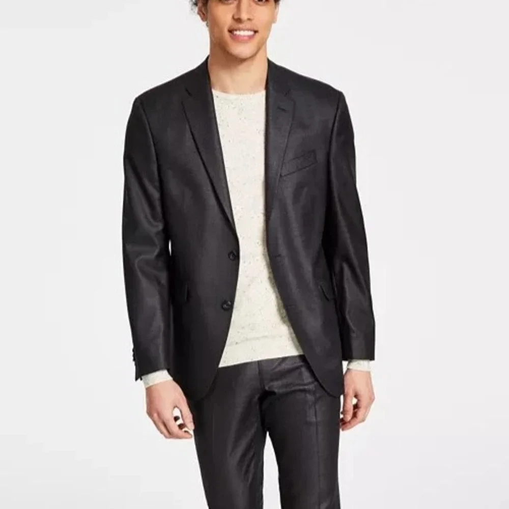 Kenneth Cole Reaction Men 2-pc Techni-Cole Suit GunMetal 46L Jacket Pant 40W 32L